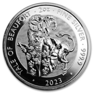 2023 GB 2 oz British Silver Royal Tudor Beasts - Yale of Beaufort Coin Brilliant Uncirculated with a Certificate of Authenticity £5 BU