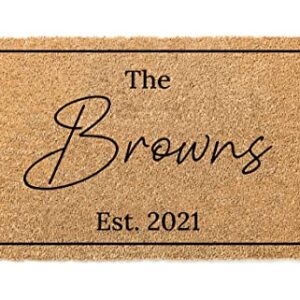 Modern Script Housewarming Gift | Wedding Gift | Custom Doormat | Premium Quality, Thick 100% Coir Coconut Husk Front & Made in the USA - Doormat