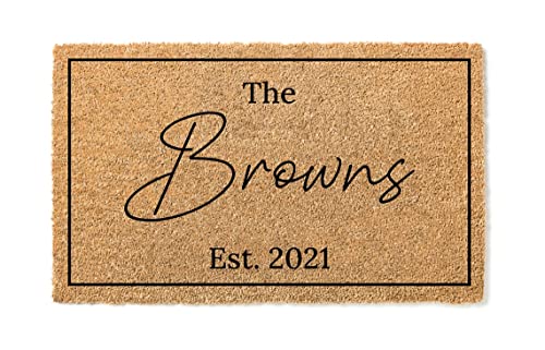 Modern Script Housewarming Gift | Wedding Gift | Custom Doormat | Premium Quality, Thick 100% Coir Coconut Husk Front & Made in the USA - Doormat