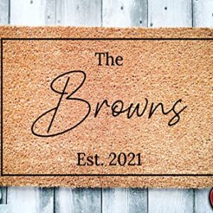 Modern Script Housewarming Gift | Wedding Gift | Custom Doormat | Premium Quality, Thick 100% Coir Coconut Husk Front & Made in the USA - Doormat