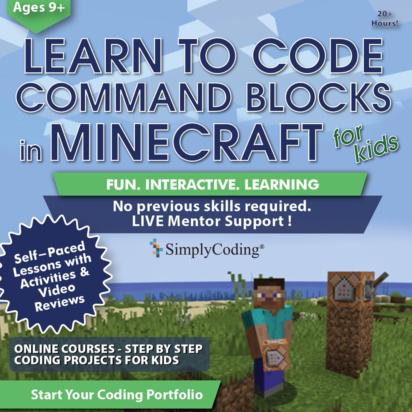 Coding for Kids: Learn to Code Minecraft Command Blocks - Video Game Design Coding - Computer Programming Courses, Ages 9+ (PC, Mac Compatible)