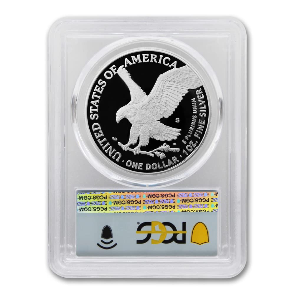2022 S 1 oz Proof American Silver Eagle Coin PR-70 Deep Cameo (First Day of Issue - Struck at San Francisco - Flag Label) $1 PCGS PR70DCAM