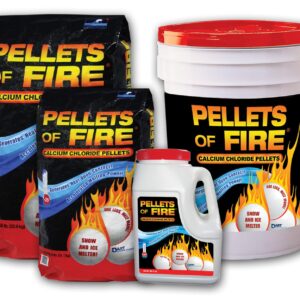 Pellets of Fire Calcium Chloride Ice and Snow Melt + Deicer, 50 Lb. Bag, Works to -25 Degrees Fahrenheit