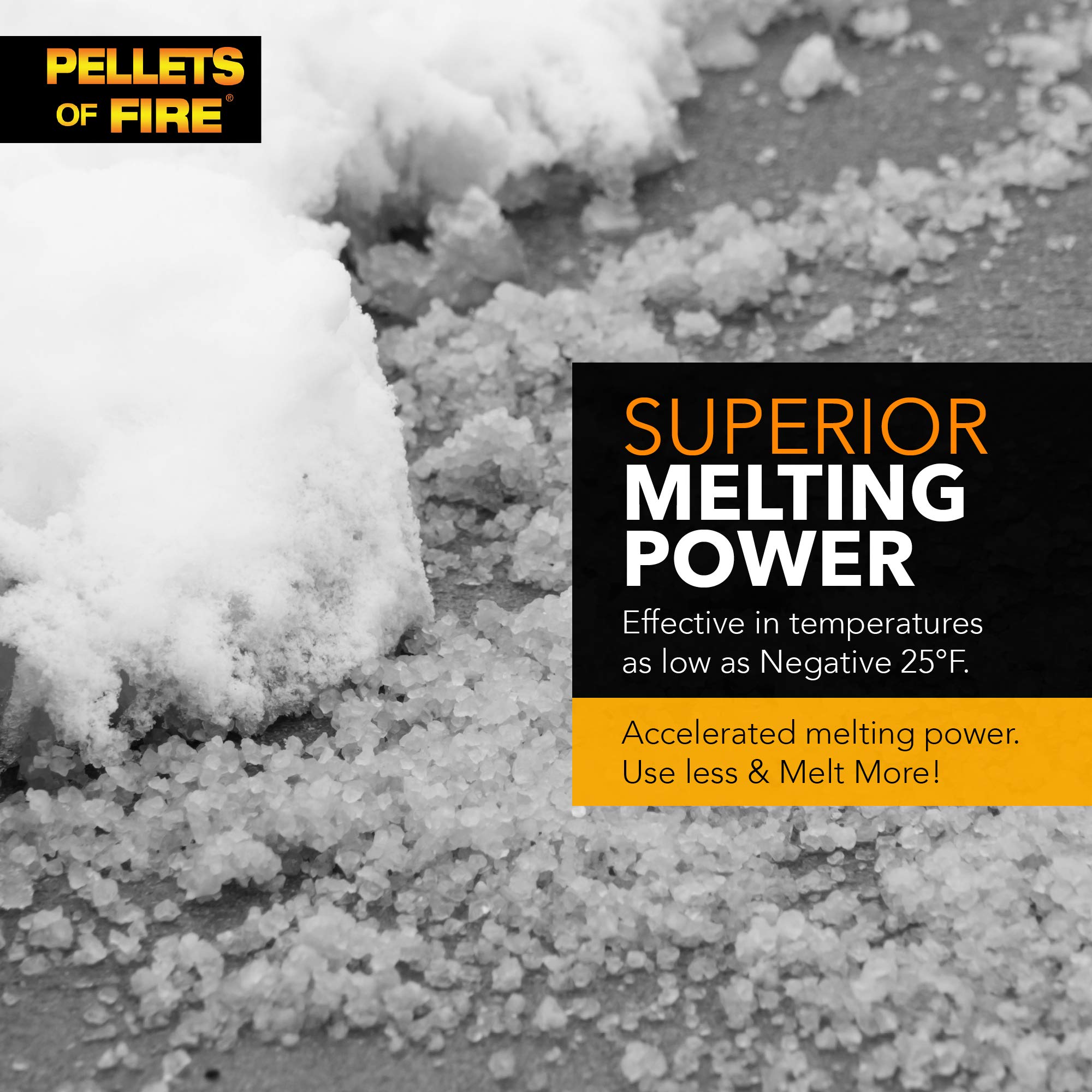 Pellets of Fire Calcium Chloride Ice and Snow Melt + Deicer, 50 Lb. Bag, Works to -25 Degrees Fahrenheit