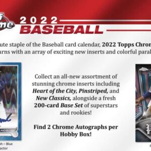 BRAND NEW 2022 Topps CHROME Series 1 AUTHENTIC Trading Card HOBBY Box - Two Chrome Autographs Per Box! - Chance for Julio Rodriguez, Wander Franco, Witt JR. Rookie and Autograph Cards - Plus Bowman Ohtani and Topps Now JULIO RODRIGUEZ Rookie Card in Pictu