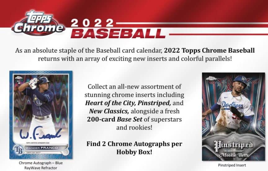 BRAND NEW 2022 Topps CHROME Series 1 AUTHENTIC Trading Card HOBBY Box - Two Chrome Autographs Per Box! - Chance for Julio Rodriguez, Wander Franco, Witt JR. Rookie and Autograph Cards - Plus Bowman Ohtani and Topps Now JULIO RODRIGUEZ Rookie Card in Pictu