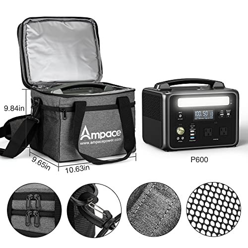AMPACE Travel Carrying Case P600 Portable Power Station Triple-Layer Battery Storage Case Bag Waterproof & Shockproof Power Station Bag for Outdoor Camping Accessories RV Trip