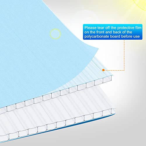 Kirumie 14 Pieces 4' x 2' x 0.16'' Polycarbonate Greenhouse Panels Twin-Wall Polycarbonate Panels Waterproof UV Protected Reinforced Clear Sheets, Panels use for Greenhouse, Outdoor, Plant Stand Roof