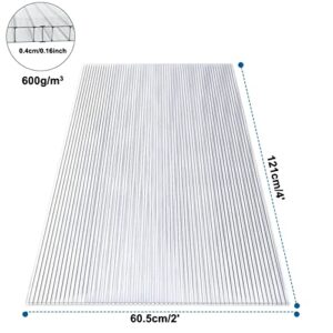 Kirumie 14 Pieces 4' x 2' x 0.16'' Polycarbonate Greenhouse Panels Twin-Wall Polycarbonate Panels Waterproof UV Protected Reinforced Clear Sheets, Panels use for Greenhouse, Outdoor, Plant Stand Roof