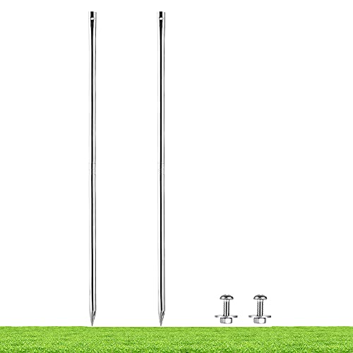 Kichwit 27.6“/2.3ft Metal Stakes for Yard Signs, Stainless Steel, Hardware Included