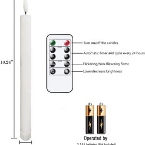 LULUBRO 3D Led Flameless Flickering Battery Operated White Taper Candles with Remote,Electric Timer Floating Fake Candle Like Real Wax,Realistic Candlesticks for Valentine's Day/Wedding/Windows Decor