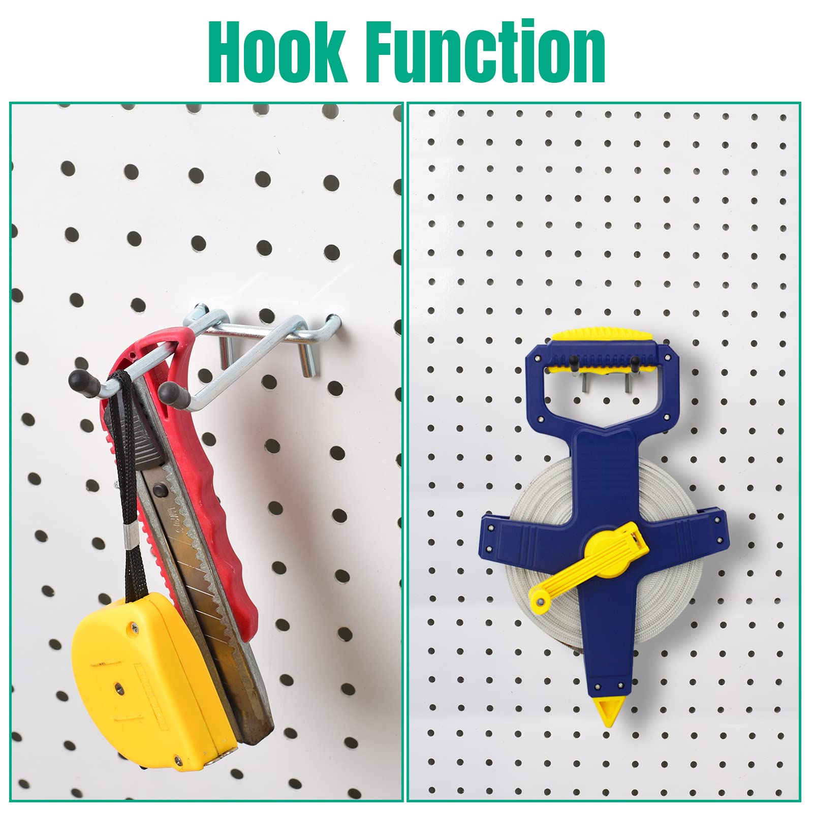 G.CORE 50 Pack Pegboard Hooks, Heavy Duty Peg Board Tool Utility Hooks, 1/4 inch Pegboard Wall Organizer, Pegboard Accessories for Garage Kitchen Home Retail Display Shelf Board Craft Organization