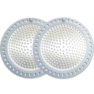 seatery 2pcs shower drain hair catcher/strainer/cover/filter/trap, bathtub catcher, stopper for stall drain/bathroom floor drain, stainless steel and silicone shield