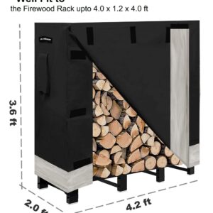 Artibear Firewood Rack Stand 4ft With Log Holder Cover For Outdoor Indoor Fireplace Wood Pile Storage Stacker Organizer