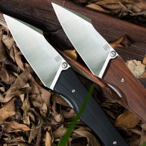 ARTISANCUTLERY Folding Knife Ahab Series (J1851) AR-RPM9 Blade and Wood Handle EDC Pocket Knife with All-in-One Pocket Clip