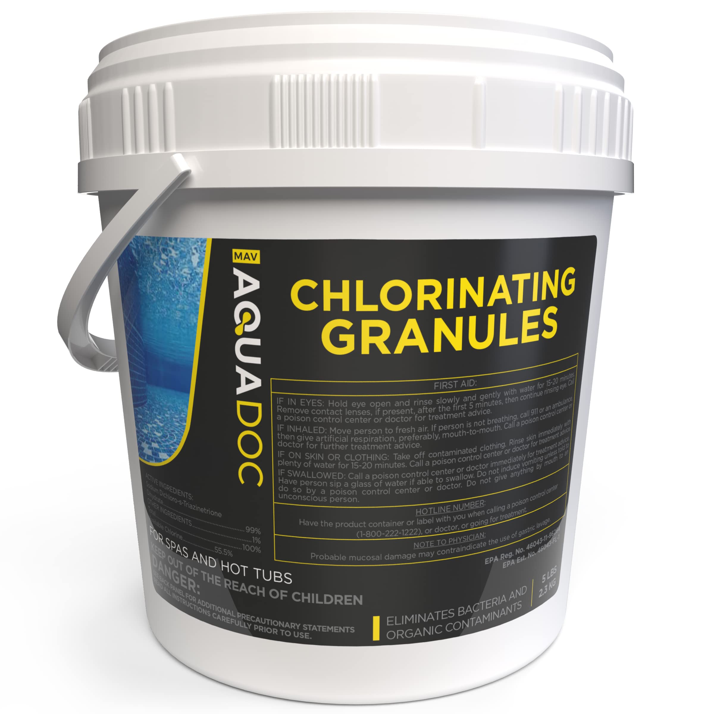 AquaDoc | Spa Chlorine Granules for Hot tub - Spa Sanitizing Granules for Hot Tubs - Recommended Chlorine for spa - Granulated Chlorine for hot tub and spa - Hot Tub Chlorinating Granules - 5Lbs