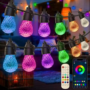 ZIZOCCI String Lights for Outside, String Lights Outdoor, String Lights Indoor, 51ft Patio Shatterproof Waterproof, Remote Control & App, Wedding, Christmas, Birthday, Balcony, Garden Party