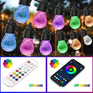 ZIZOCCI String Lights for Outside, String Lights Outdoor, String Lights Indoor, 51ft Patio Shatterproof Waterproof, Remote Control & App, Wedding, Christmas, Birthday, Balcony, Garden Party