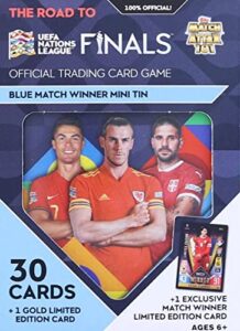 2022 topps match attax soccer road to nations league finals blue match winner collectible mini tin with an exclusive dusan vlahovic limited edition gold card