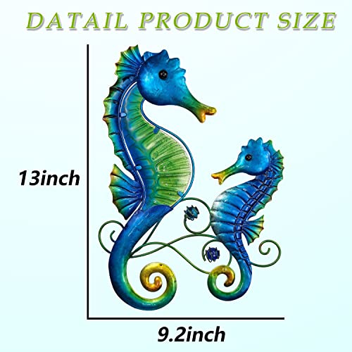 JOYBee Metal Seahorse Family Wall Art Decor-Outdoor Indoor Coastal Hanging Art-Beach Ocean Theme Garden Wall Art Decor for Patio Backyard Yard Fence Pool Bathroom Living Room Wall Decorations