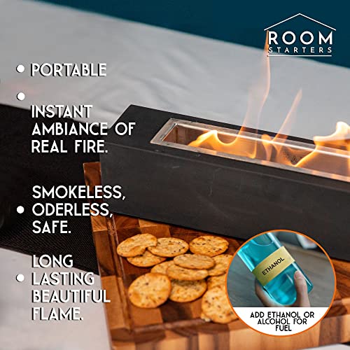 Tabletop Fire Pit by Room Starters (Rectangle, Black)