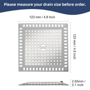 2 Packs Shower Drain Hair Catcher Square Hair Drain Catcher, WINDALY Bathroom Flat Drain Cover for Bathroom Floor Drain, Stainless Steel