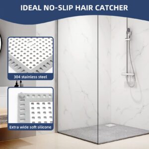 2 Packs Shower Drain Hair Catcher Square Hair Drain Catcher, WINDALY Bathroom Flat Drain Cover for Bathroom Floor Drain, Stainless Steel