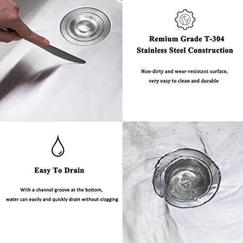 UFaucet 15x20 Drop in Bar Sink Top Mount Stainless Steel Wet Bar Sink 15 Inch Topmount Handmade Modern Commercial Small Kitchen Sink Single Bowl Workstation Prep Sink with Grid&Strainer&Cutting Board