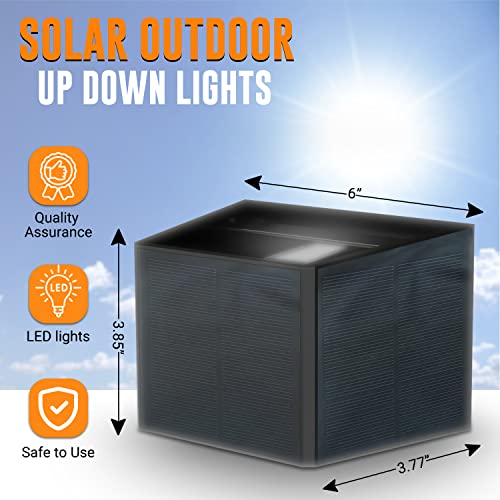 BRIGHTICONIC Solar Lights Decorative Up Down Wall Sconce Light Flood Lights Dusk to Dawn Outdoor Lighting Fixture Backyard Lights Outdoor Deck Lights Fence Solar Lamp Post Lights Outdoor Waterproof