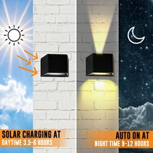 BRIGHTICONIC Solar Lights Decorative Up Down Wall Sconce Light Flood Lights Dusk to Dawn Outdoor Lighting Fixture Backyard Lights Outdoor Deck Lights Fence Solar Lamp Post Lights Outdoor Waterproof