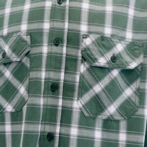 BOCOMAL FR Shirts for Men(Green/White) Flame Resistant/Fire Retardant Plaid Shirt 7oz Men's Welder Shirt