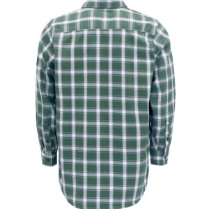 BOCOMAL FR Shirts for Men(Green/White) Flame Resistant/Fire Retardant Plaid Shirt 7oz Men's Welder Shirt