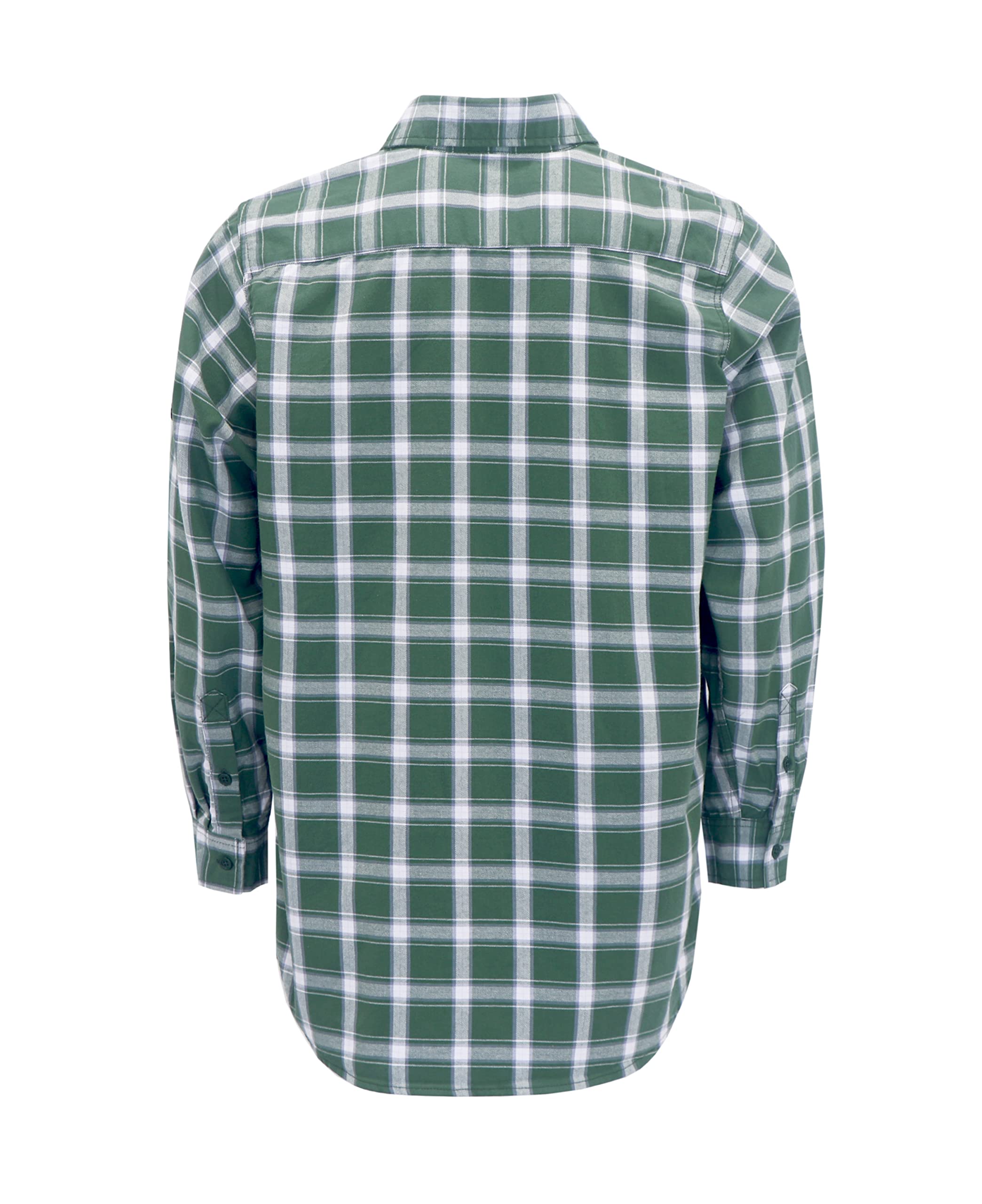 BOCOMAL FR Shirts for Men(Green/White) Flame Resistant/Fire Retardant Plaid Shirt 7oz Men's Welder Shirt