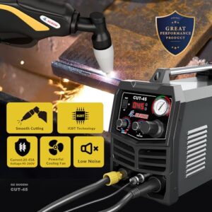 GZ GUOZHI Plasma Cutter, 45 Amp Air Inverter Plasma Cutter, 110V/220V Dual Voltage Digital Display IGBT Inverter Plasma Cutting Machine with 2T/4T/TEST, Automatic Drainage System