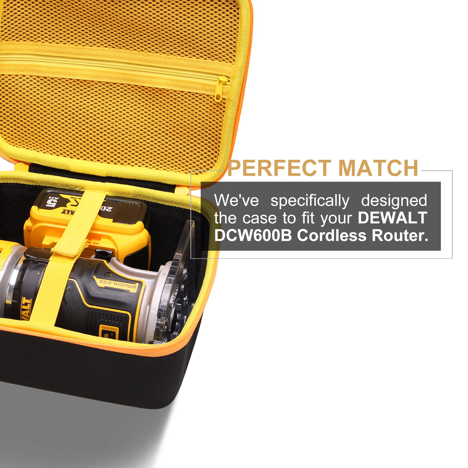 LTGEM Hard Case for DEWALT DCW600B 20V Max XR Cordless Router & DEWALT DWP611 Router - Travel Protective Carrying Storage Bag