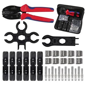 37 in 1 solar crimping tool kit,wire stripper, 6 pairs of male/female solar panel cable connectors, 1 crimper tool,2pcs spanner wrench tool kit for 2.5/4.0/6.0mm² solar panel pv cable