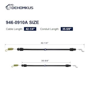 DEHOMKUS 946-0910A Clutch Auger Engagement Cable for MTD Cub Cadet Craftsman Ryobi Yard Man Troy-Bilt Yard Machines Snowblowers - 746-0910A 746-0910 SnowThrowers