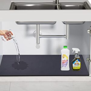 fumax under sink mat, 34x22" absorbent kitchen cabinet mat, sink drip protector tray, rubber backed anti-slip kitchen sink mats