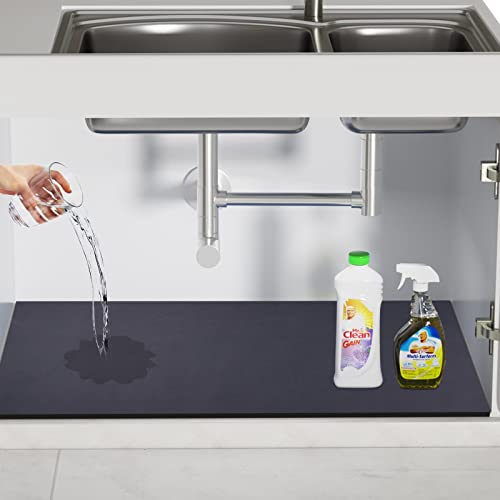 FUMAX Under Sink Mat, 34x22" Absorbent Kitchen Cabinet Mat, Sink Drip Protector Tray, Rubber Backed Anti-Slip Kitchen Sink Mats