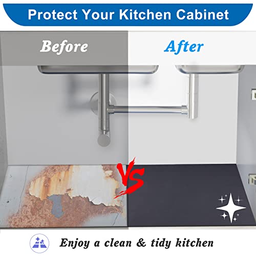 FUMAX Under Sink Mat, 34x22" Absorbent Kitchen Cabinet Mat, Sink Drip Protector Tray, Rubber Backed Anti-Slip Kitchen Sink Mats