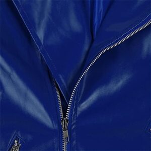 Maiyifu-GJ Men's Lapel Faux Leather Biker Jacket Asymmetric Zip Lightweight Punk Coat Vintage Slim Fit PU Leather Jackets (Dark Blue,XX-Large)