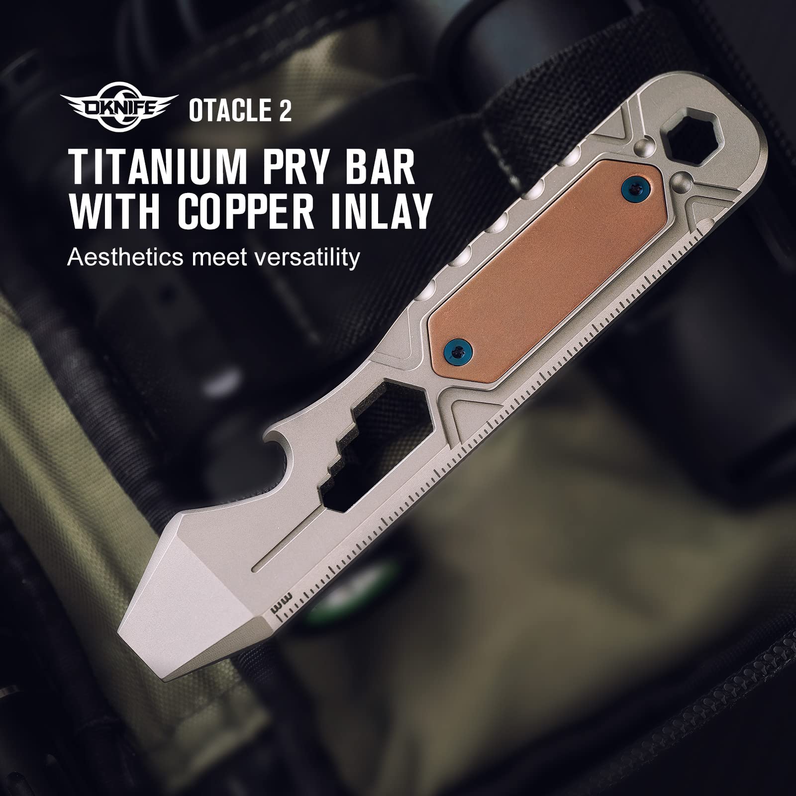 OKNIFE Parrot 154CM Stainless Steel Folding EDC Pocket Knife Bundle with Otacle 2 EDC Ti Bottle Opener Pry Bar