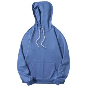 maiyifu-gj men's lightweight casual athletic hoodies long sleeve drawstring hooded pullover hoodie sweatshirts with pockets (blue,large)