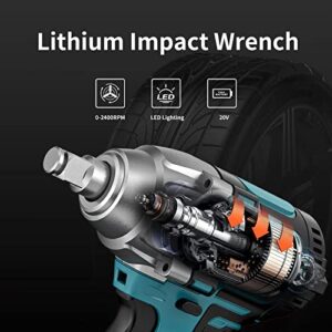 LIKI Cordless Impact Wrench 1/2"，1/2 Impact Gun Brushless Impact Driver 300 Ft-lb High Torque 3000 RPM, 20V Electric Impact Wrench Kit with 1 Hour Fast Charger