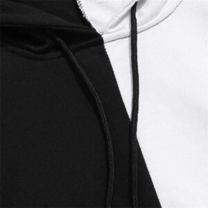 Maiyifu-GJ Men's Casual Colorblock Pullover Hoodies Long Sleeve Athletic Hooded Top Sports Hip Hop Drawstring Sweatshirt (Black,X-Large)