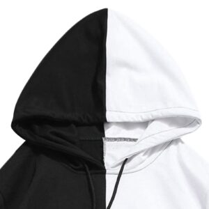 Maiyifu-GJ Men's Casual Colorblock Pullover Hoodies Long Sleeve Athletic Hooded Top Sports Hip Hop Drawstring Sweatshirt (Black,X-Large)