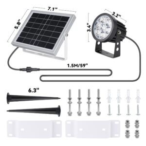 Joylight Flag Pole Light Solar Powered Outdoor, Solar Flagpole Light 6000K White Led IP65 Waterproof Dusk to Dawn 3 Mounted Ways Clamp Ground Wall for Flag Pole