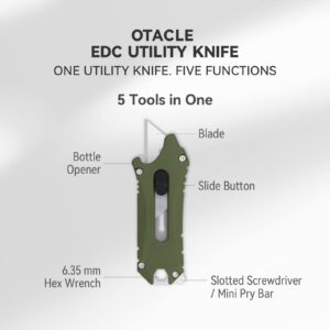 OKNIFE Otacle EDC Retractable Utility Knife, Box Opener Razor Knife with Otacle 2 EDC Ti Bottle Opener, Pry Bar