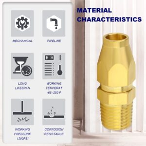 ChillWaves Brass Pneumatics Reusable Replacement Fitting，Hose-End Repair Fitting 1/4" ID Hose（1/4" Barb）x 1/4" NPT Rigid(5-PACK)