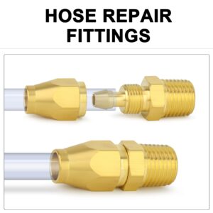 ChillWaves Brass Pneumatics Reusable Replacement Fitting，Hose-End Repair Fitting 1/4" ID Hose（1/4" Barb）x 1/4" NPT Rigid(5-PACK)